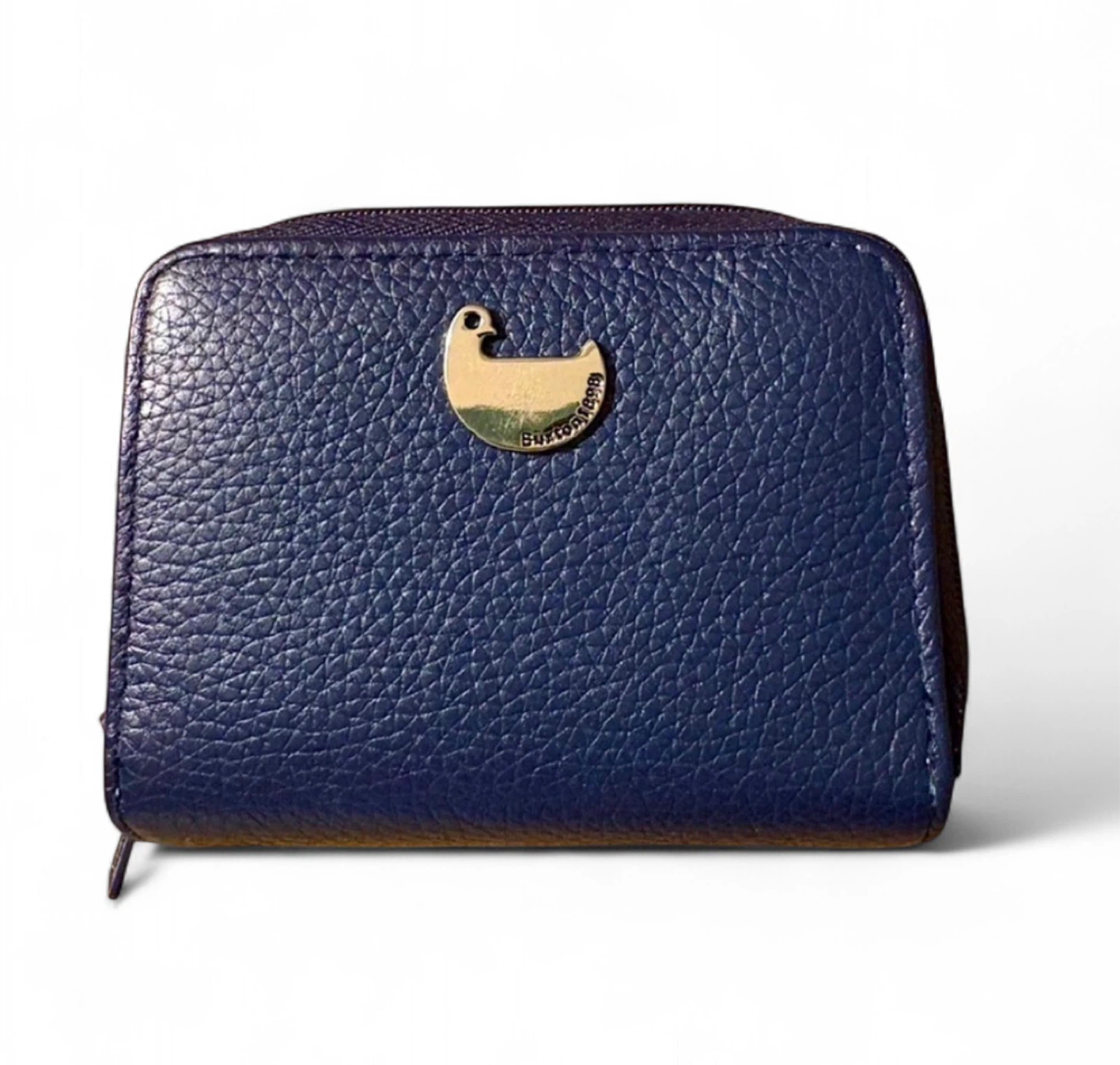 NEW! Buxton Blue Genuine Leather RFID Chip Compact Wallet