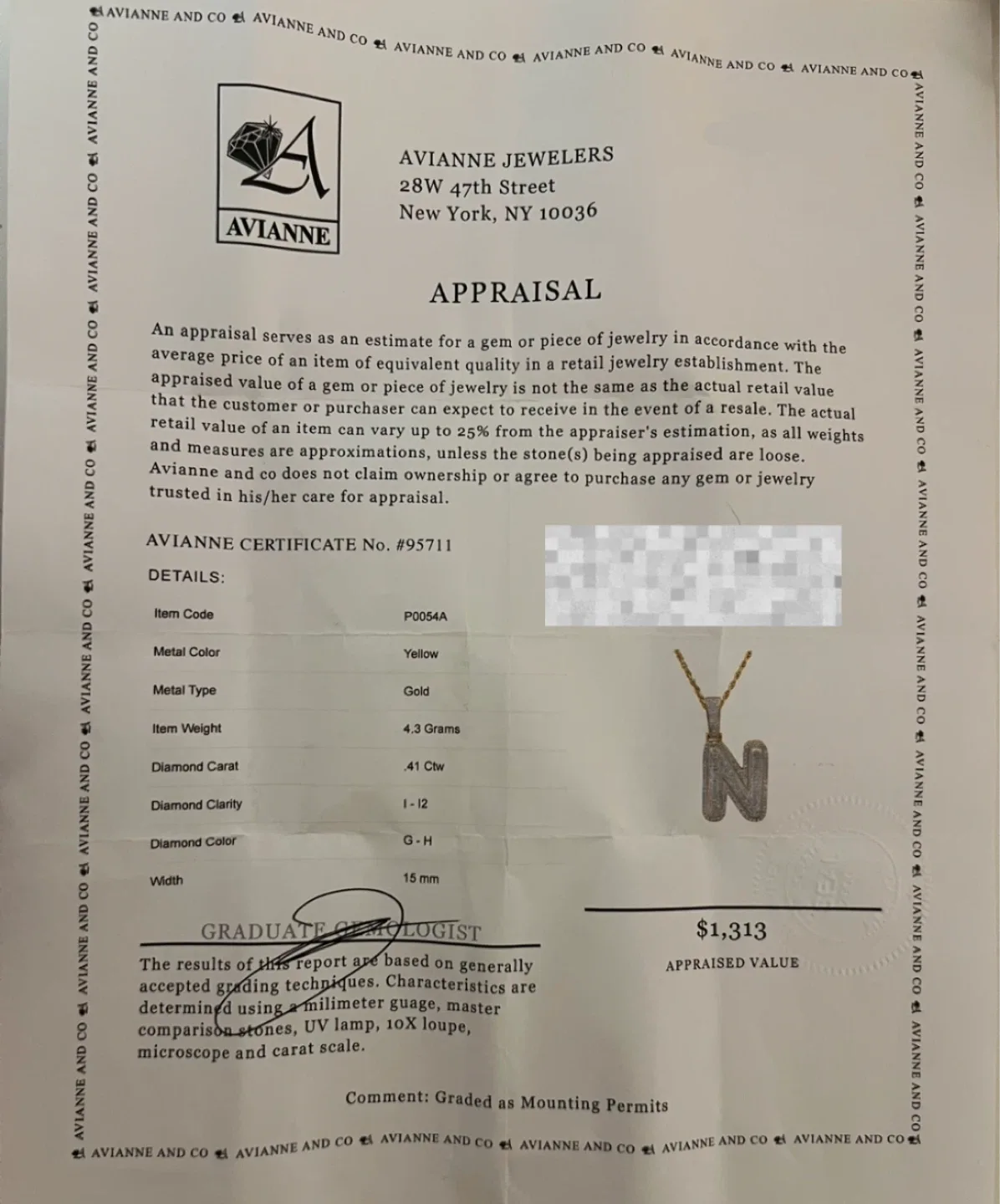 Gold and Diamonds 'N' initial Pendant image indicator(3)