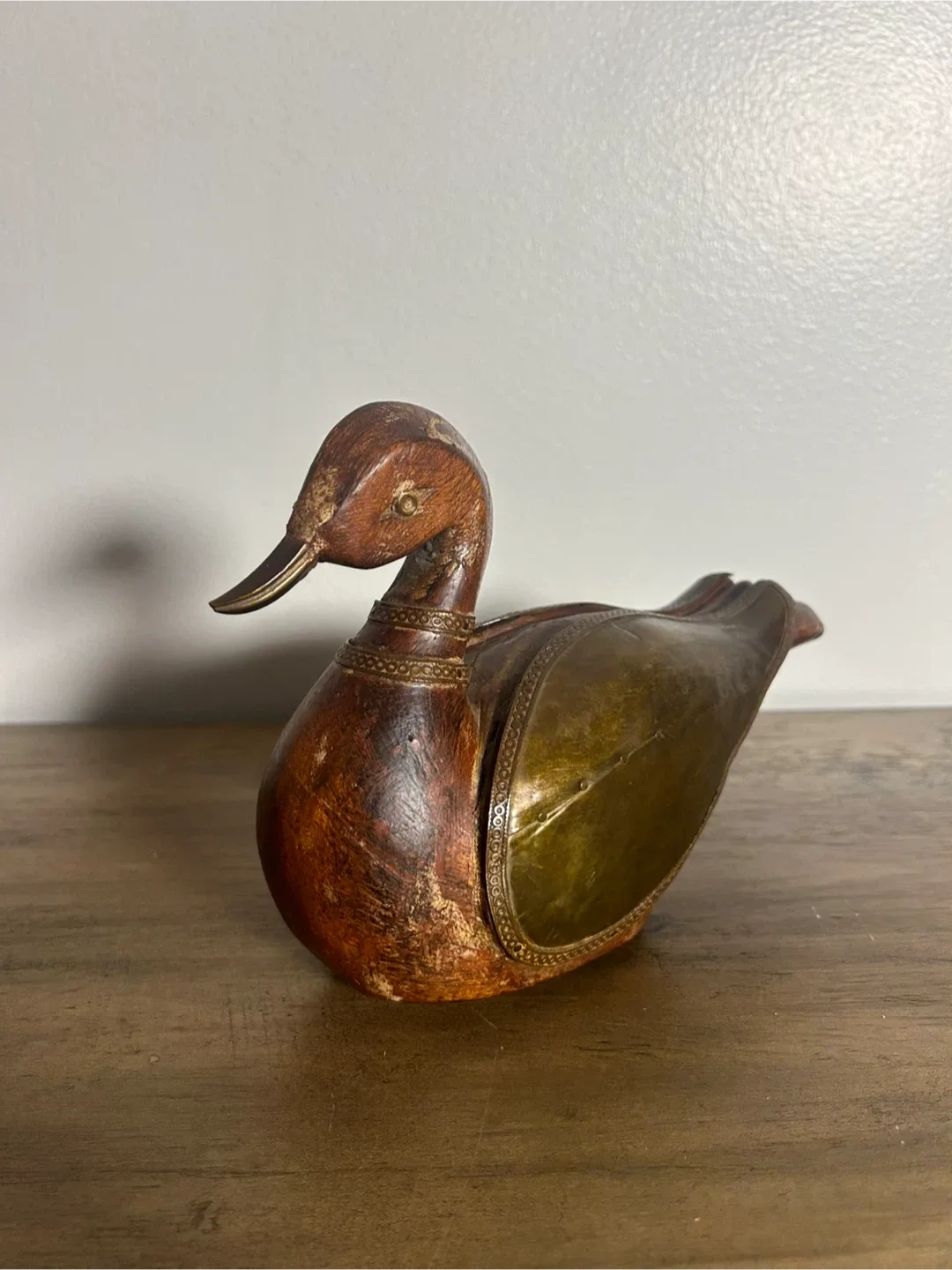 Vintage Wooden/Brass Duck Sculpture - DM to Claim! thumbnail