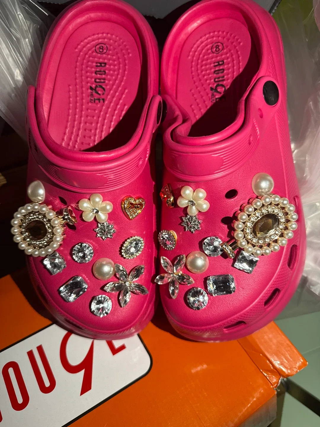 Size 8  Pink Rouge Clogs, Women's Size 8 image indicator(3)