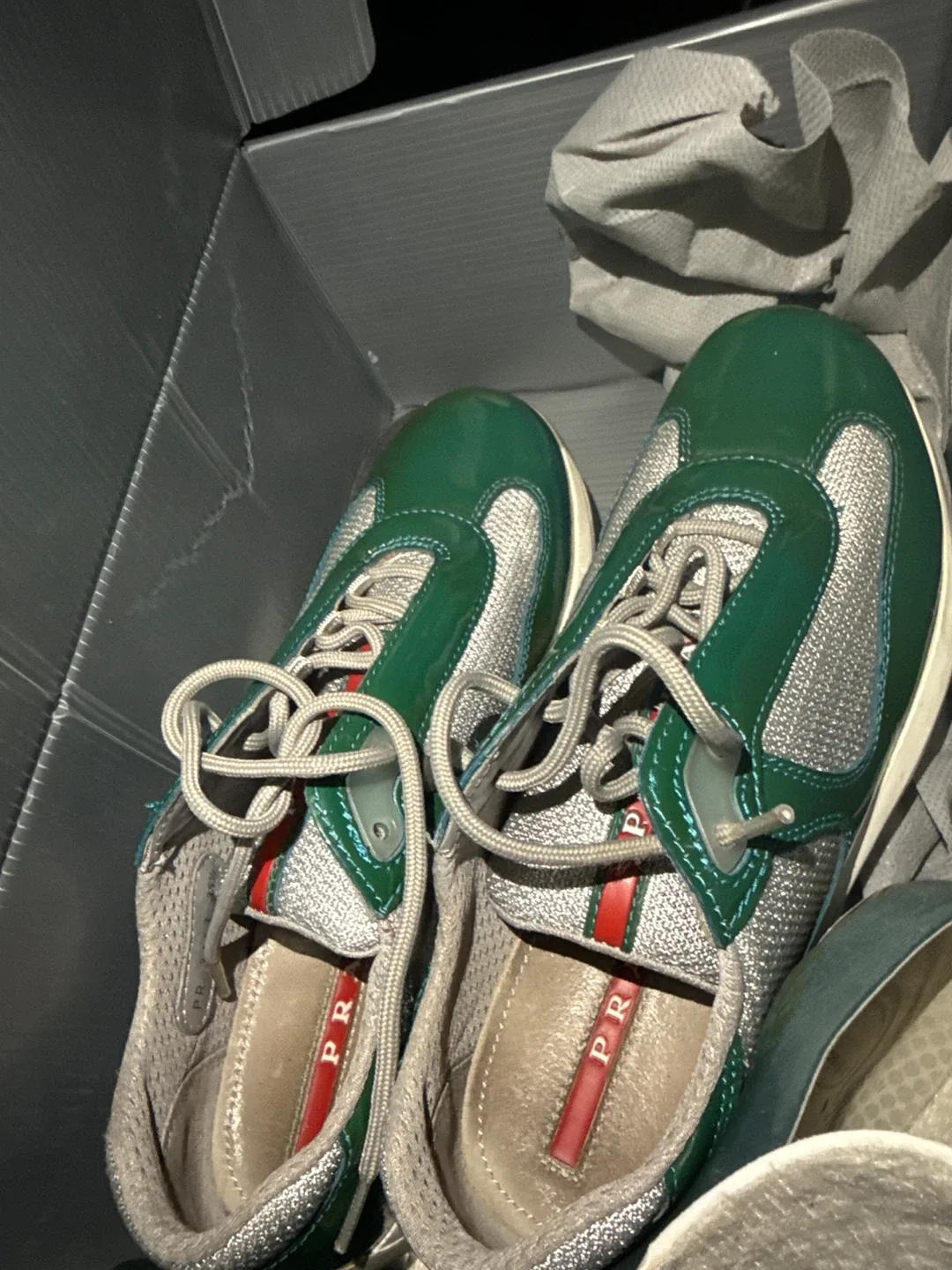 Size  35.5 Prada Green/Silver Sneakers image indicator(5)