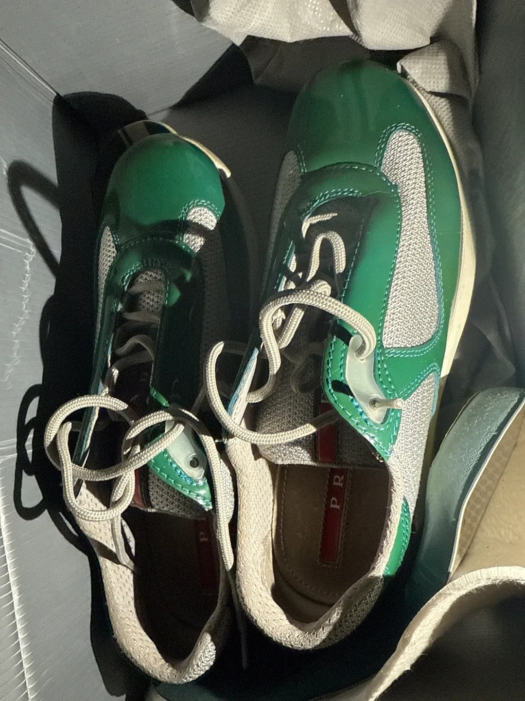 Size  35.5 Prada Green/Silver Sneakers image indicator(4)