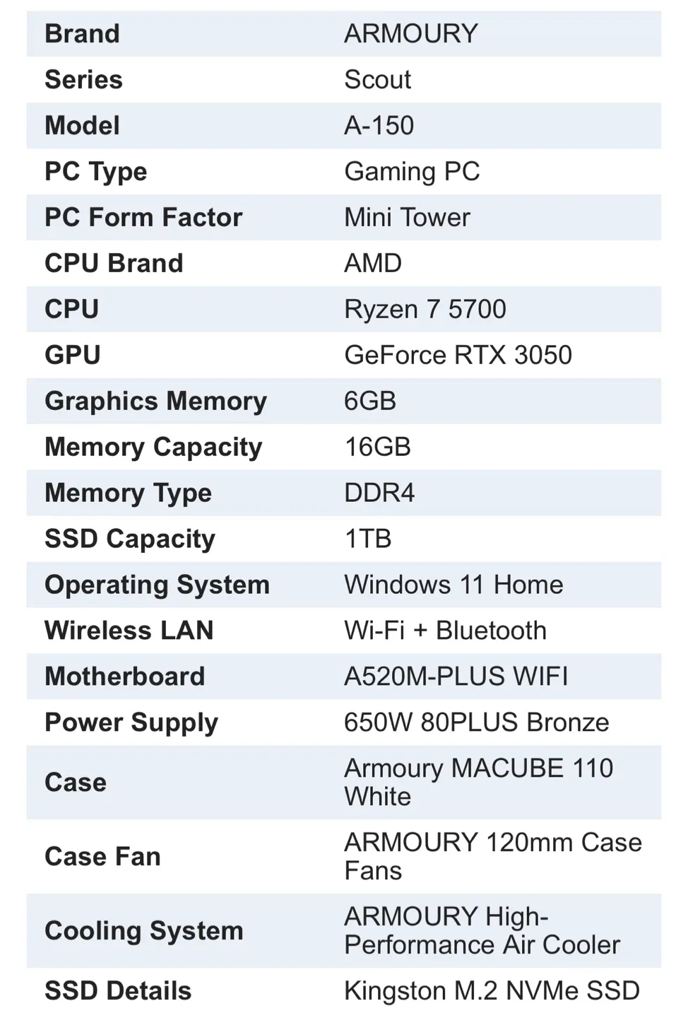Armoury Scout A-150 Gaming PC image indicator(2)