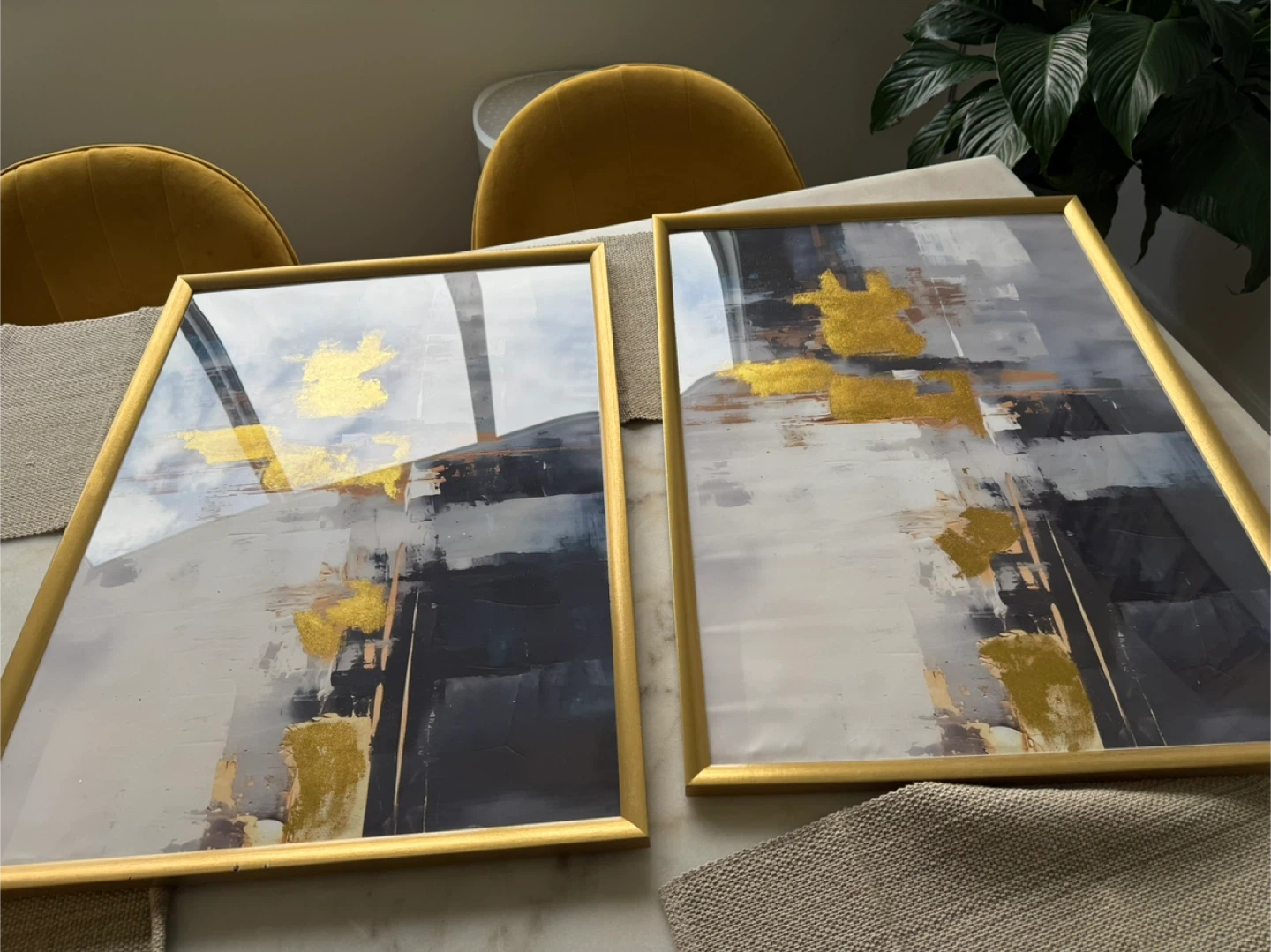 Abstract Art with Gold Frame