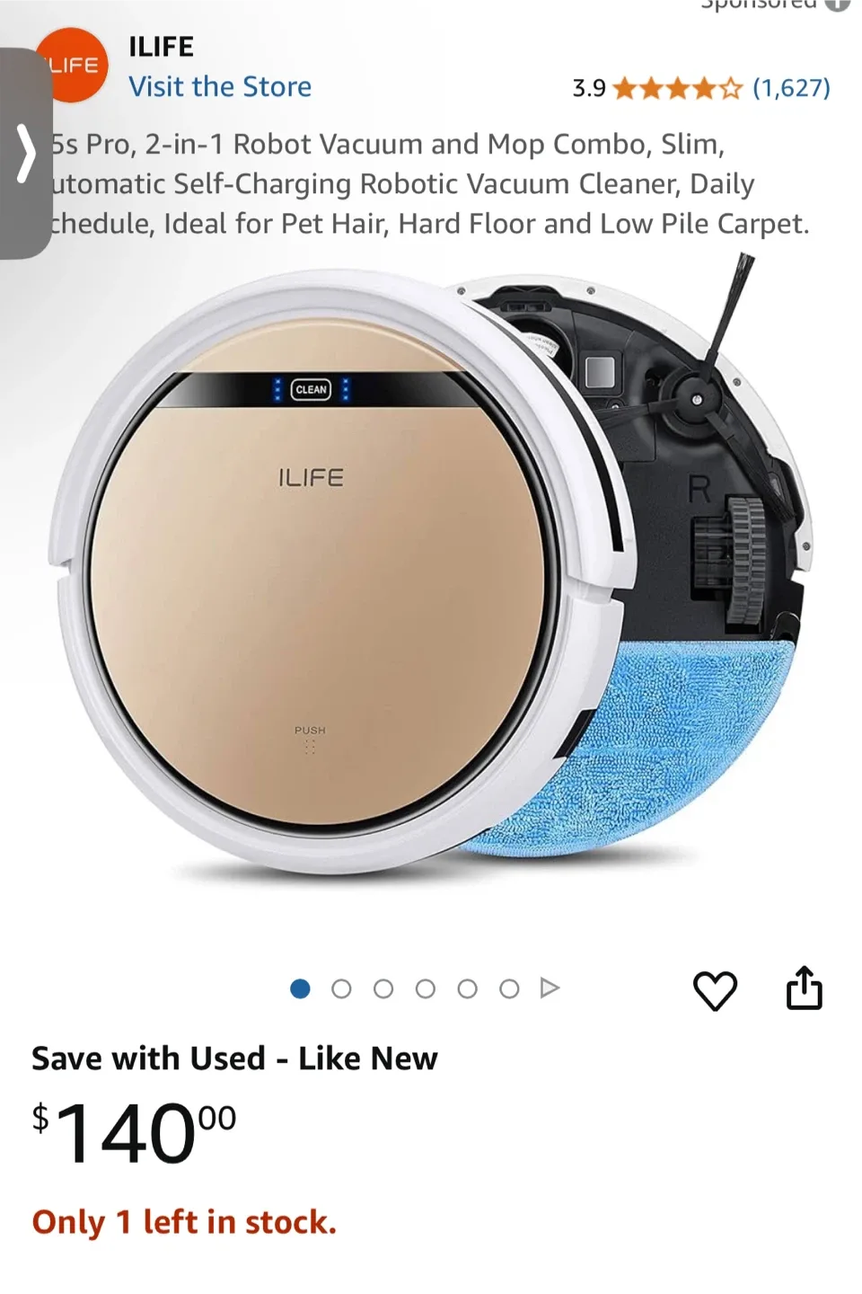 2 iLife 5s Pro 2-in-1 Robot Vacuum & Mop thumbnail
