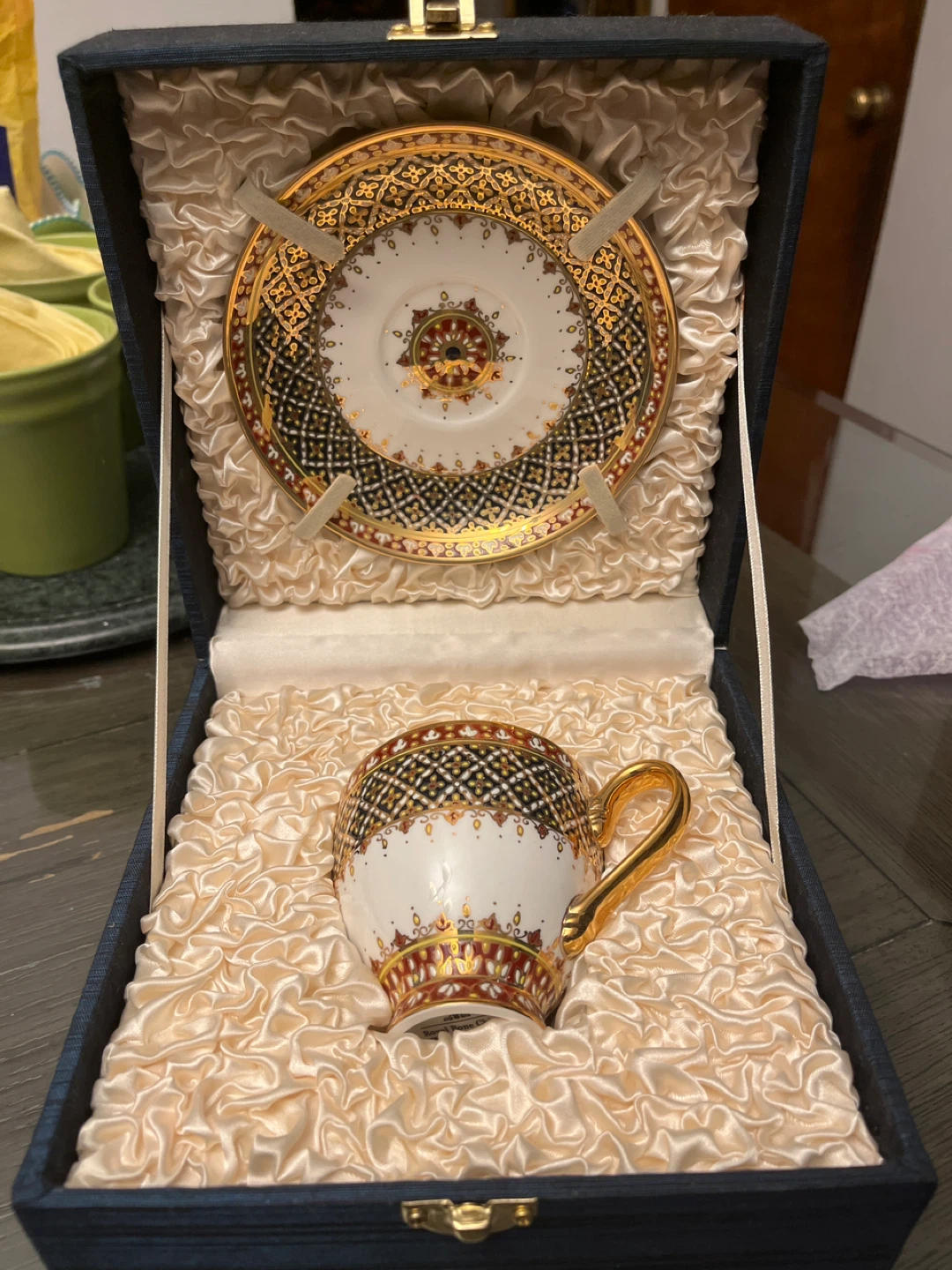 Thai Benjarong Porcelain Coffee Cup and Saucer Set - photo 2