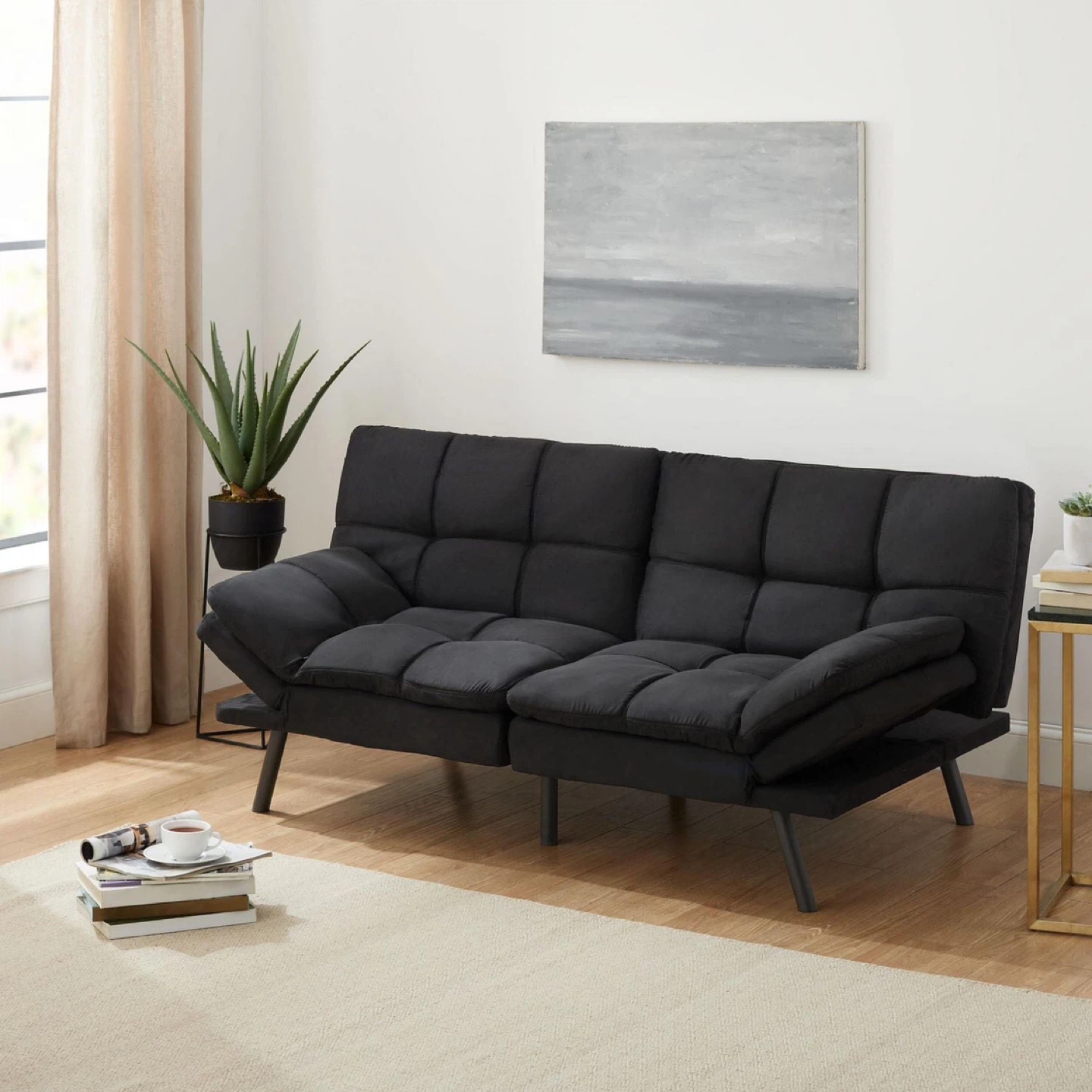 Black Convertible Futon Sofa Bed