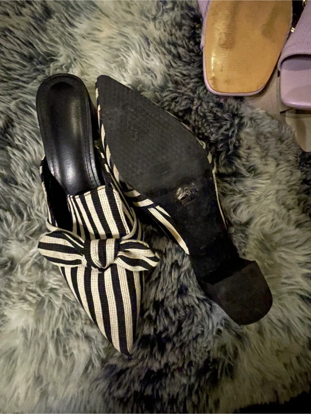 Striped Bow Mule Heels - Size 7 image indicator(2)