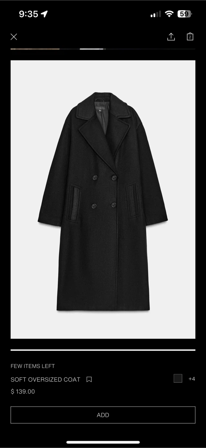 Zara Soft Oversized Black Coat - photo 2