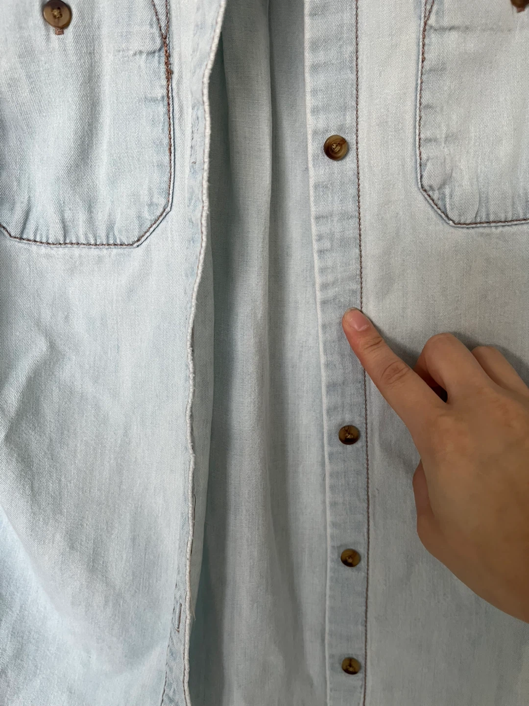 Light Wash Denim Button-Up Shirt - photo 3