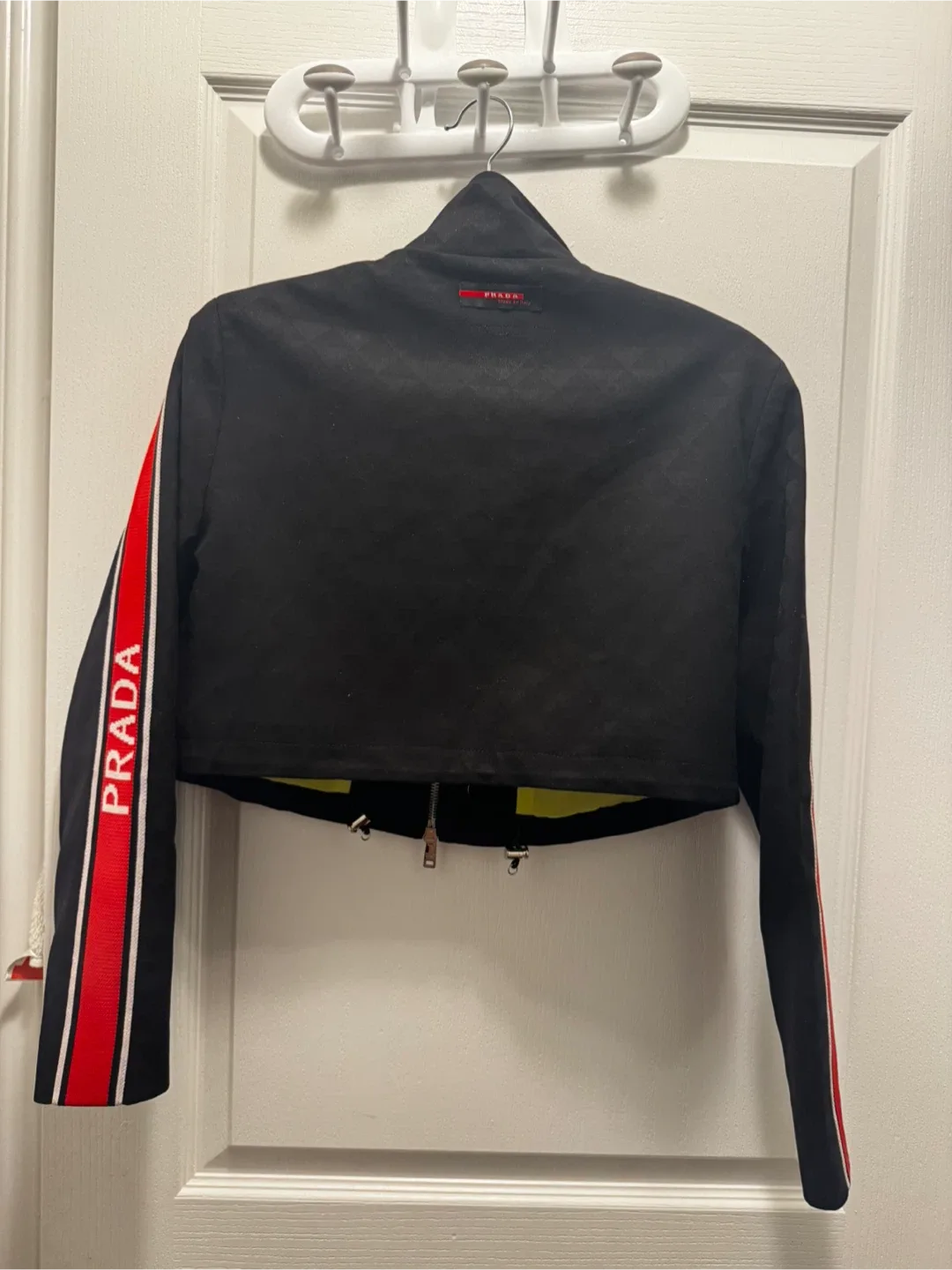 Prada Black Crop Jacket with Red Stripes image indicator(3)