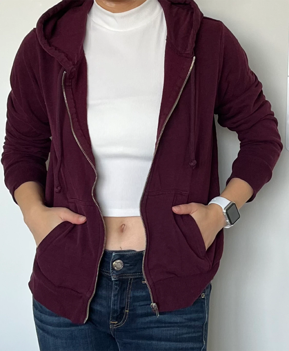 H&M Burgundy Zip-Up Hoodie