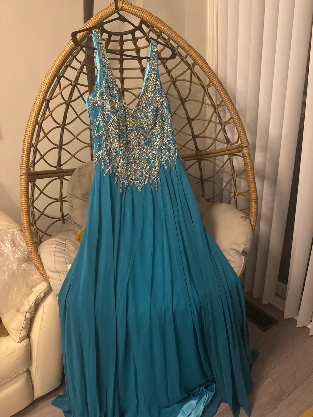 Teal Embellished Formal Dress