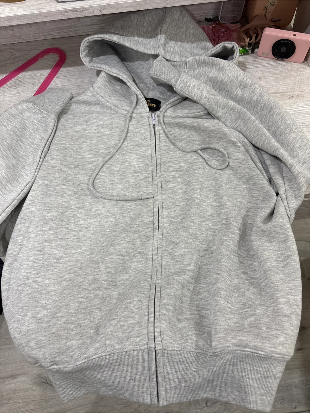 BRAND NEW Luxe Fleece Grey Zip-Up Hoodie