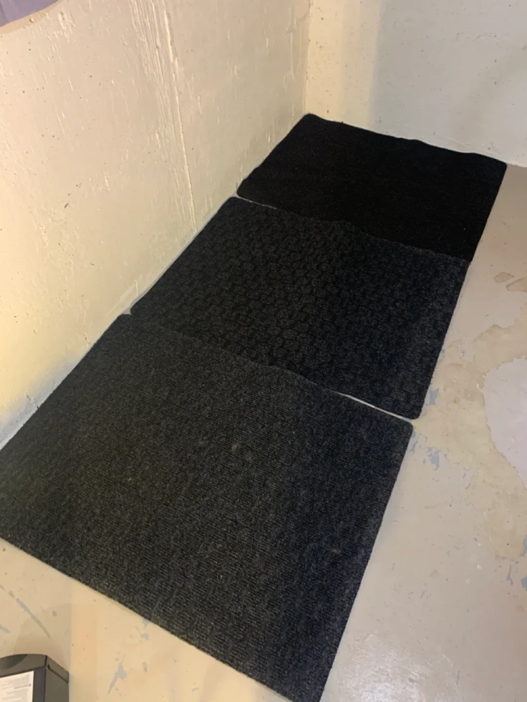 Black Floor Mats x3 - home office decor