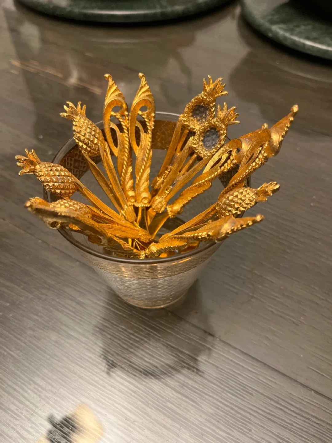 Vintage Gold Pineapple Cheese Spreaders (Set of 12)