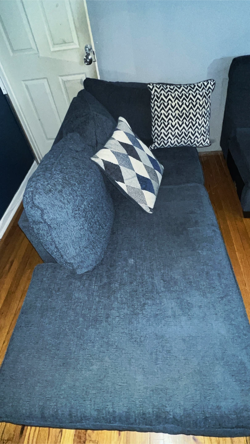 Blue Sectional Sofa with Pull-Out Bed - photo 3