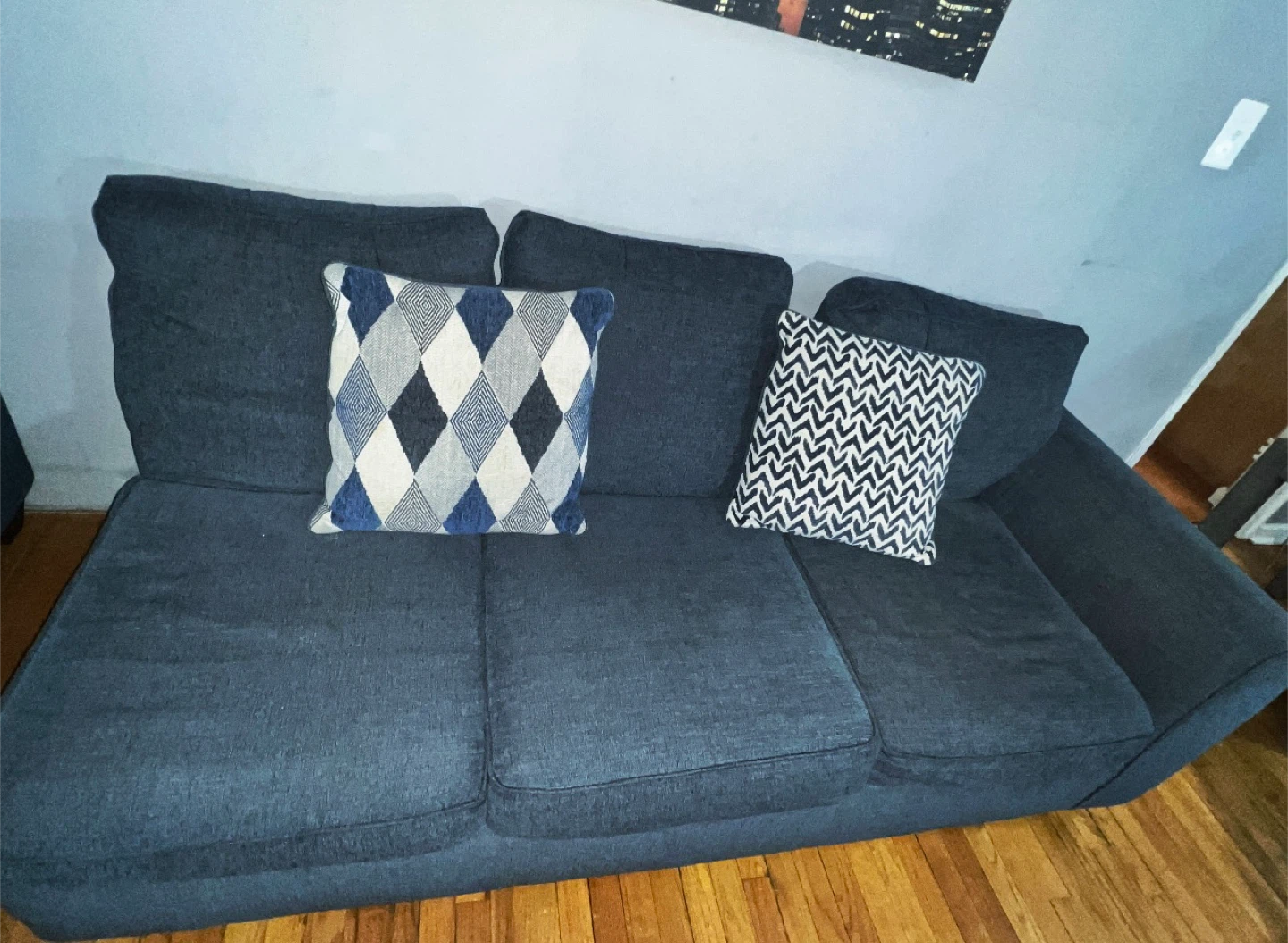 Blue Sectional Sofa with Pull-Out Bed - photo 2