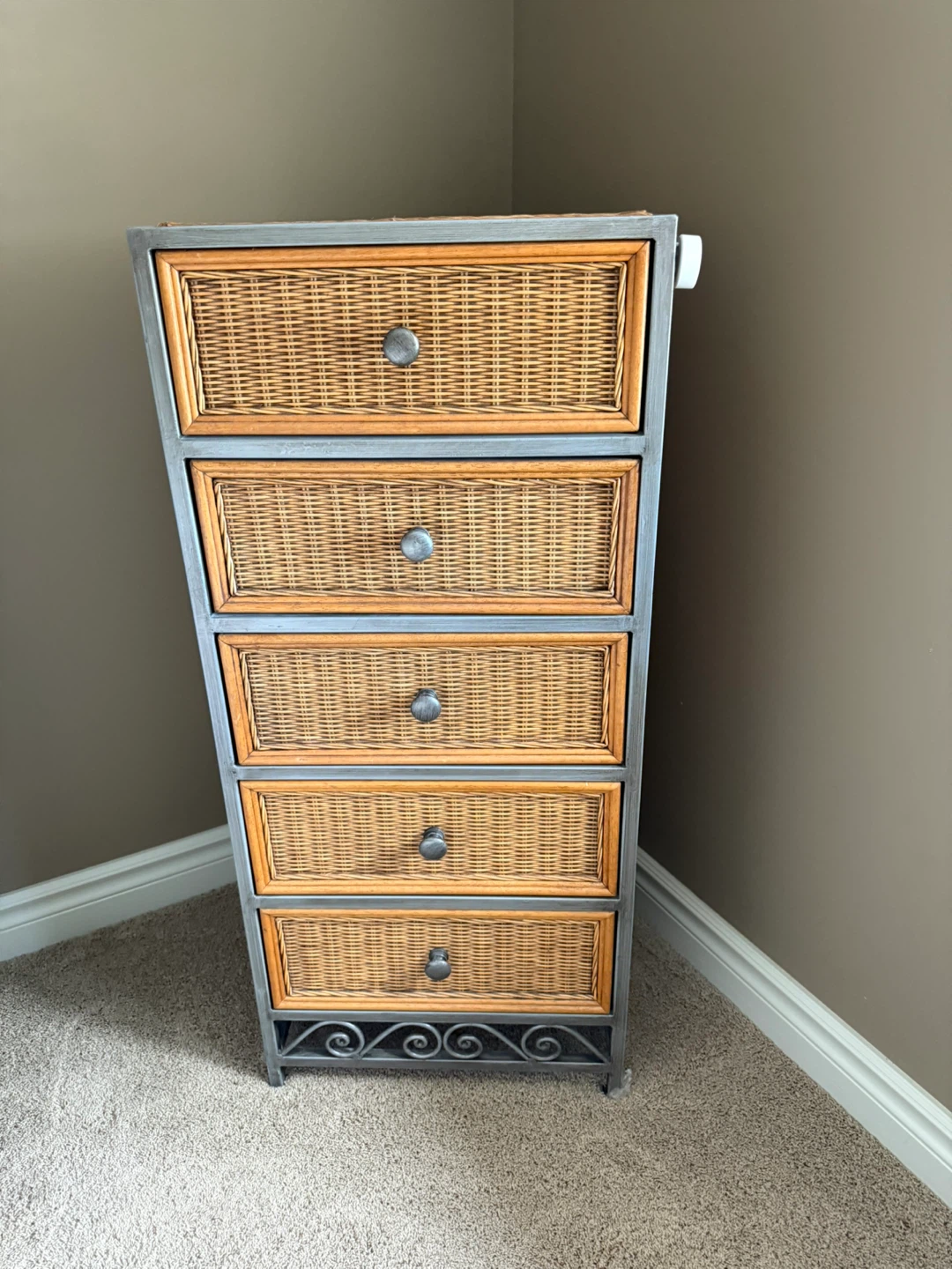 Wicker Drawer Storage Tower