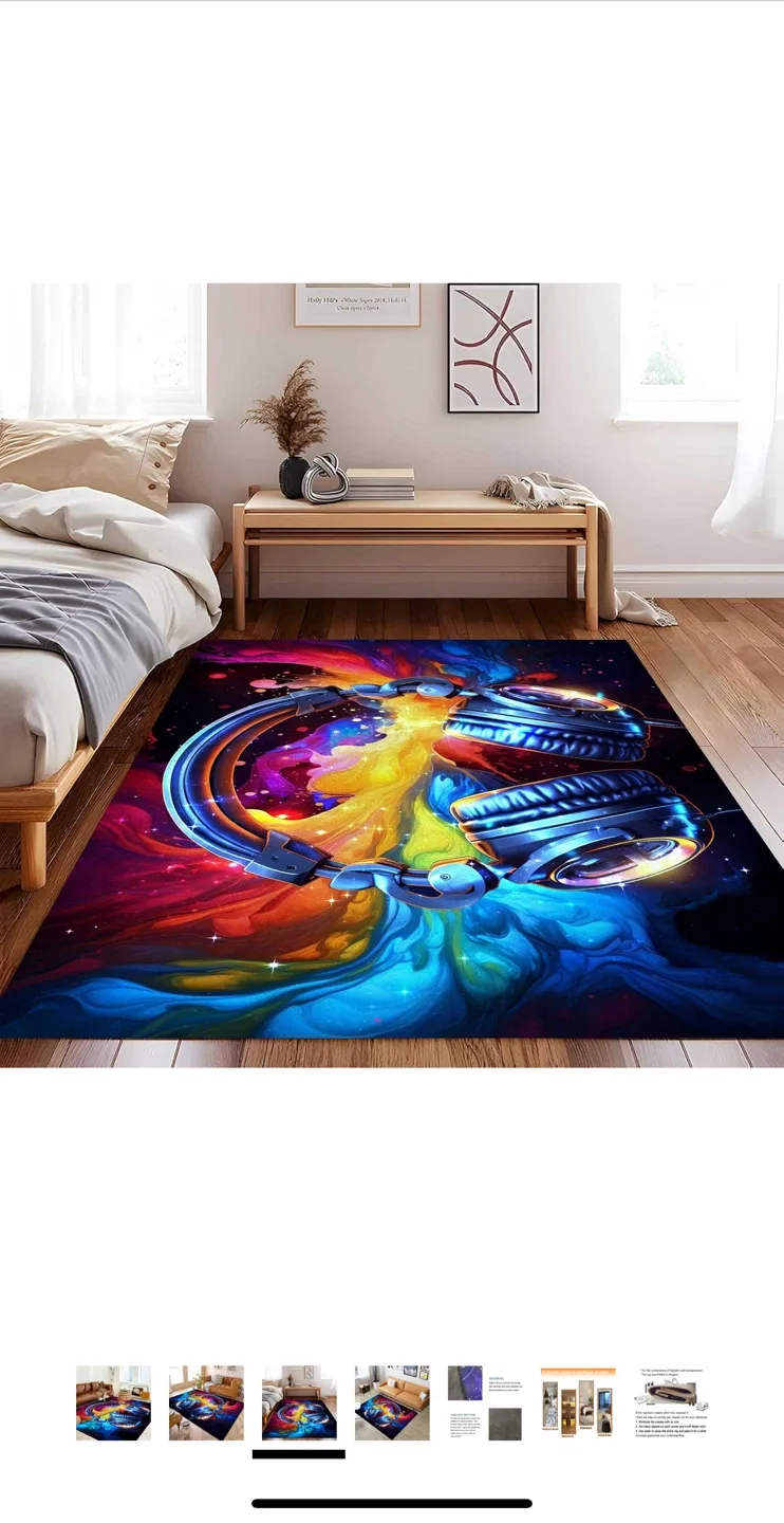 Headphones Design Area Rug image indicator(3)