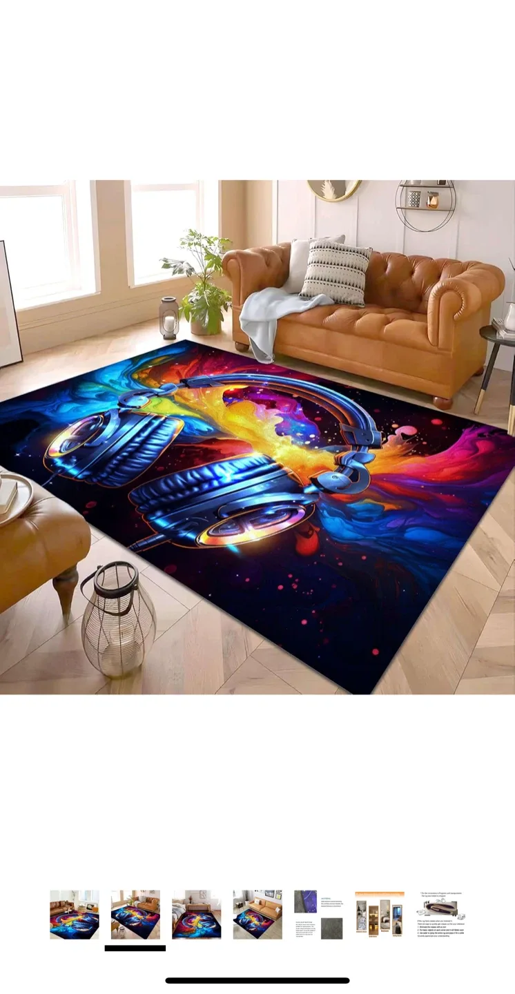 Headphones Design Area Rug image indicator(4)