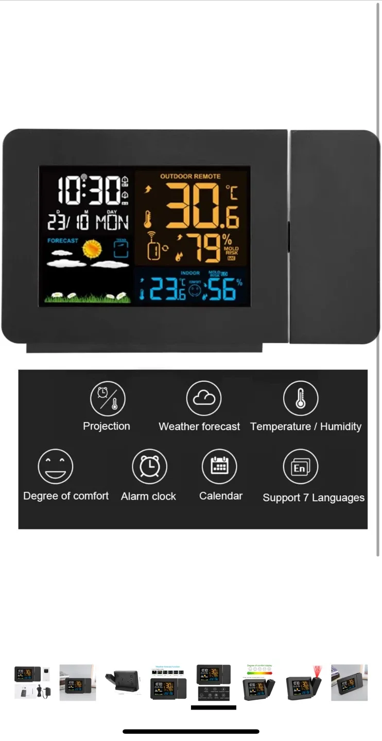 Weather Station Projection Alarm Clock image indicator(4)