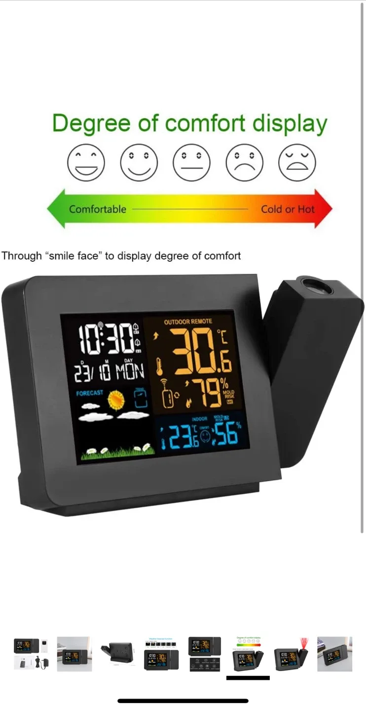 Weather Station Projection Alarm Clock image indicator(3)