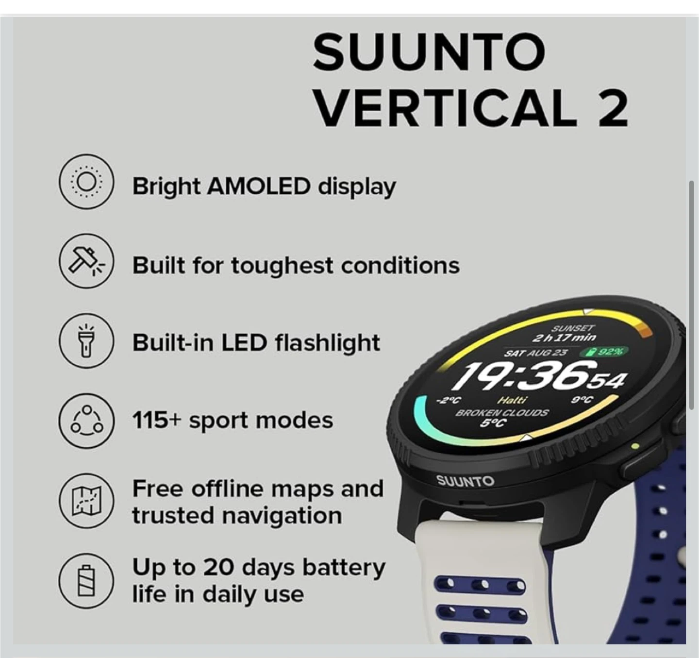 Suunto Vertical 2 GPS Sport Watch - Arctic Gray - photo 3