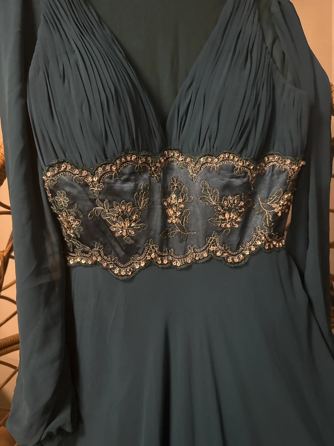 Green Embellished Long Sleeve Dress - photo 2