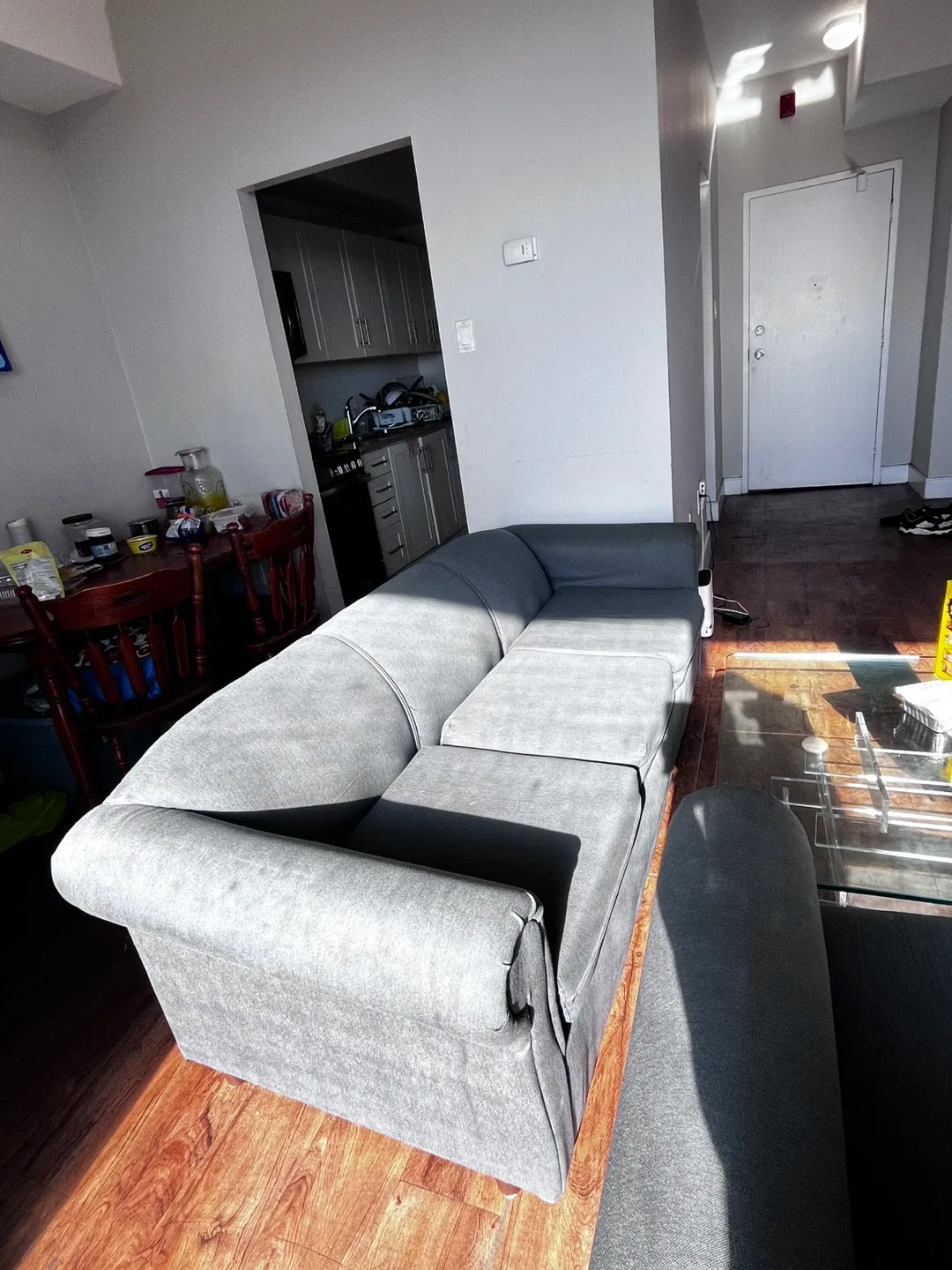 Comfortable bluish Grey Sofa and a Chair image indicator(3)