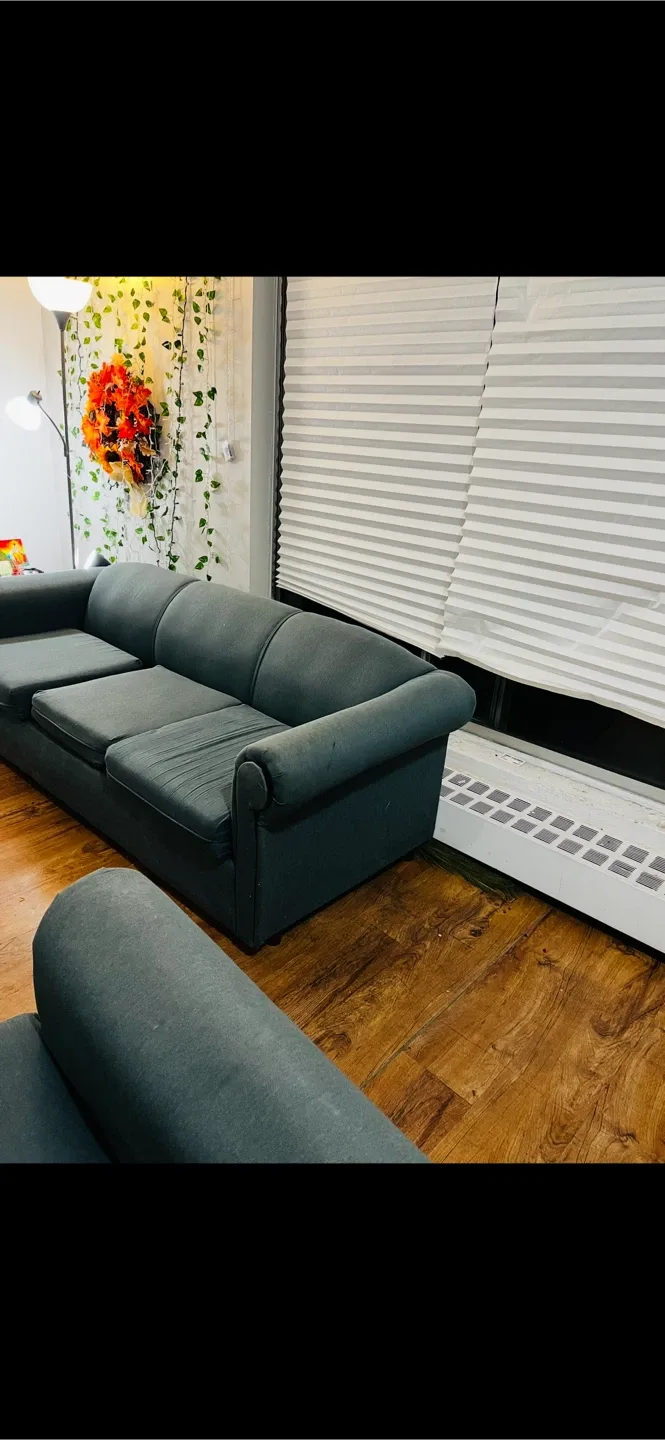 Comfortable bluish Grey Sofa and a Chair image indicator(2)