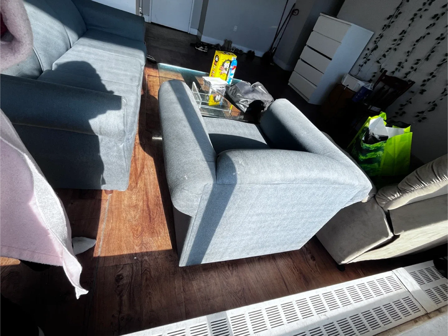 Comfortable bluish Grey Sofa and a Chair image indicator(7)