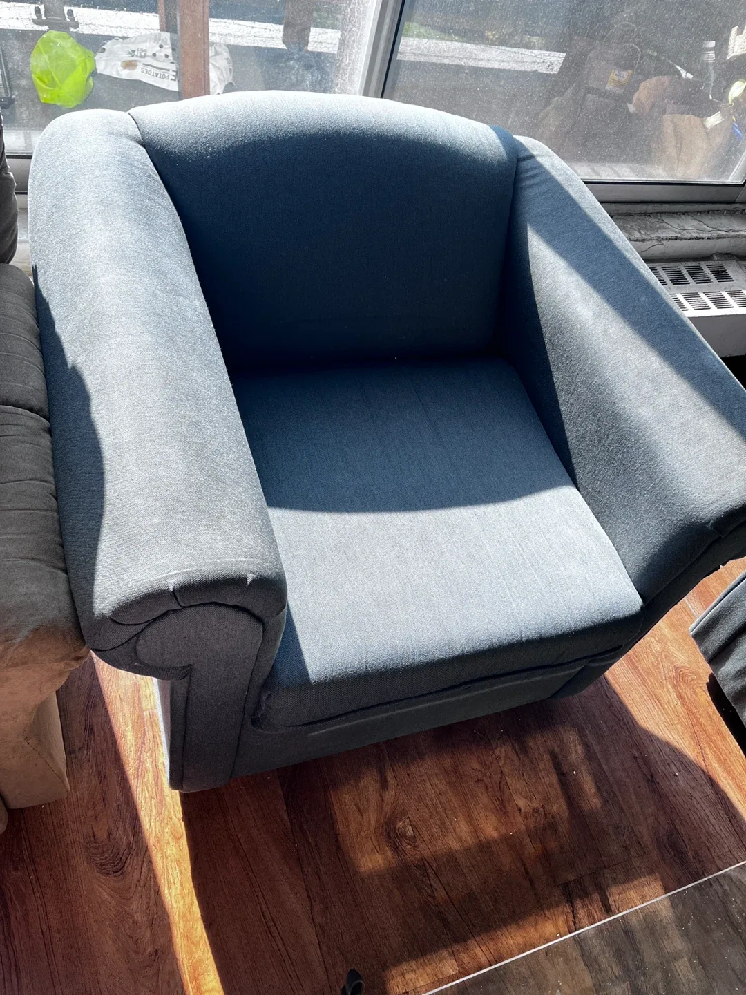 Comfortable bluish Grey Sofa and a Chair image indicator(8)