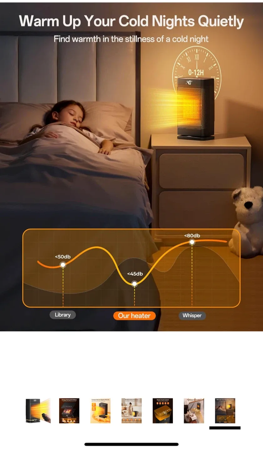 Compact Electric Space Heater - 1500W, Quiet thumbnail