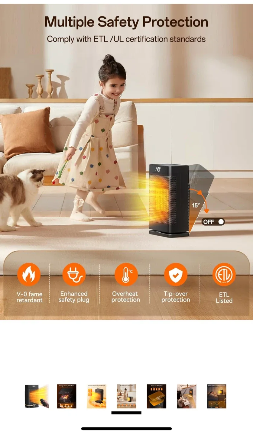 Compact Electric Space Heater - 1500W, Quiet image indicator(4)