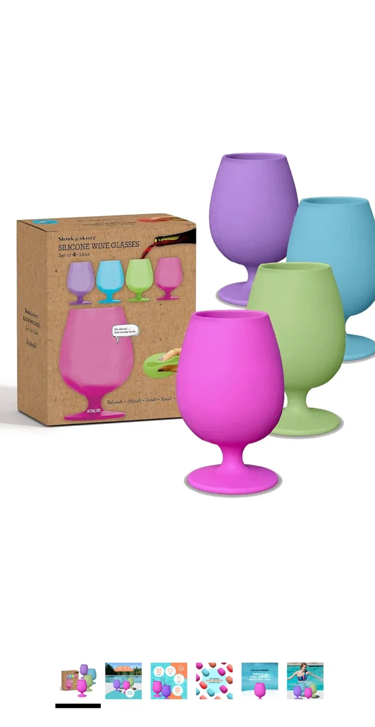 Set of 4 Silicone Wine Glasses - 12oz image indicator(6)