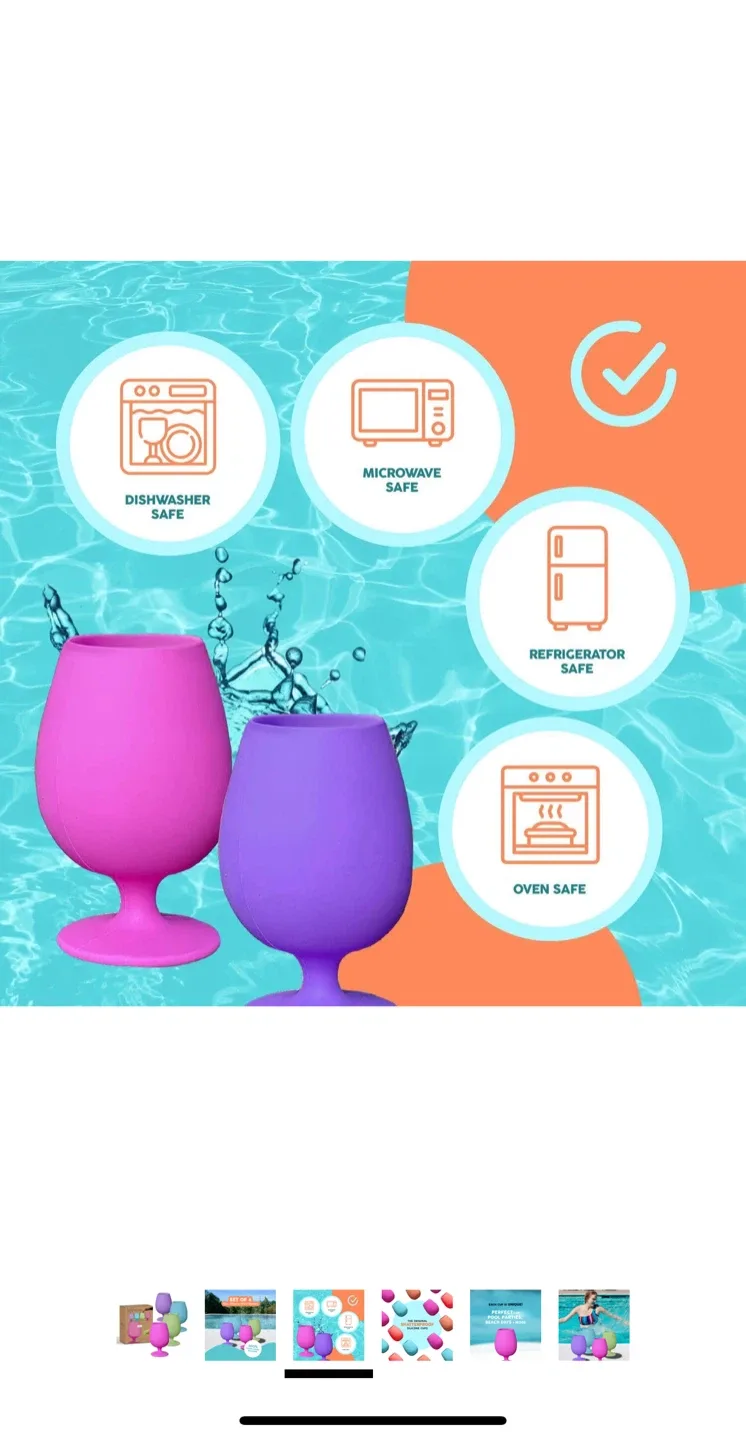 Set of 4 Silicone Wine Glasses - 12oz image indicator(4)