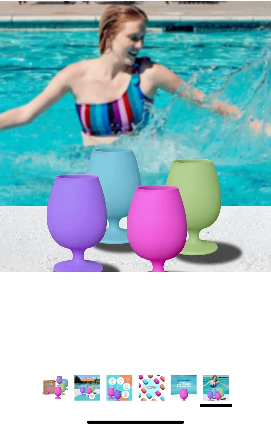 Set of 4 Silicone Wine Glasses - 12oz thumbnail