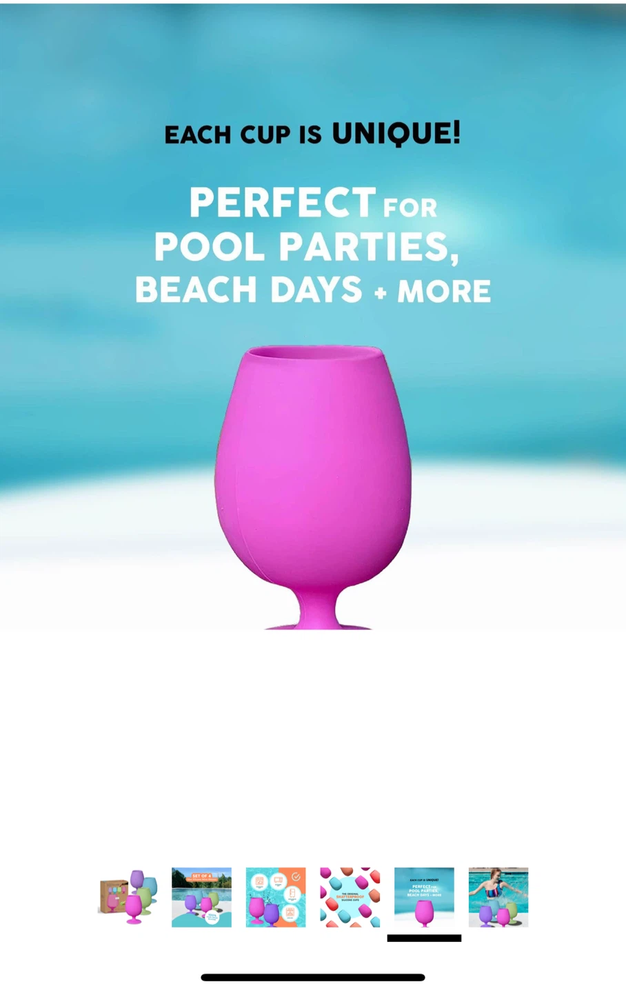 Set of 4 Silicone Wine Glasses - 12oz - photo 2