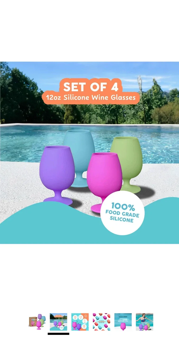 Set of 4 Silicone Wine Glasses - 12oz image indicator(5)