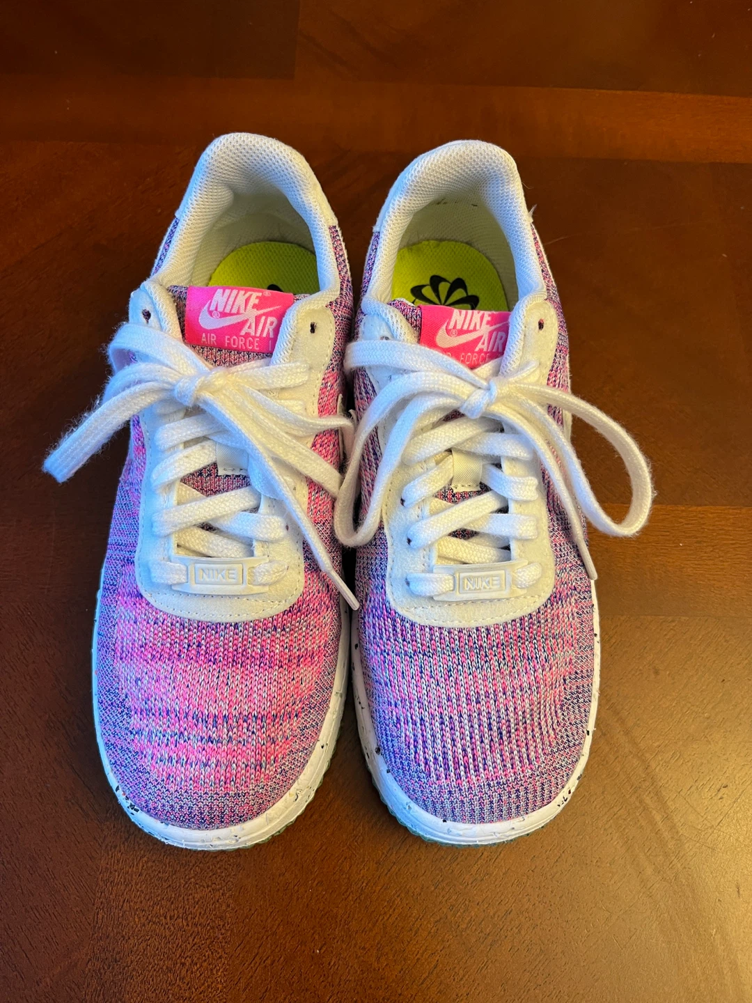 Nike women 7.5 Air Force 1 Low Crater Flyknit sneakers pink - photo 2