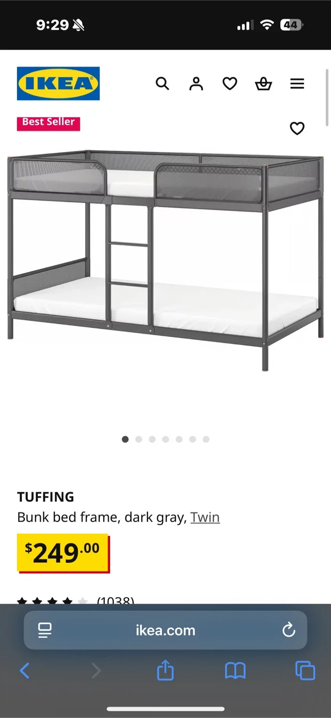 IKEA TUFFING Bunk Bed Frame - Dark Grey, Twin image indicator(2)