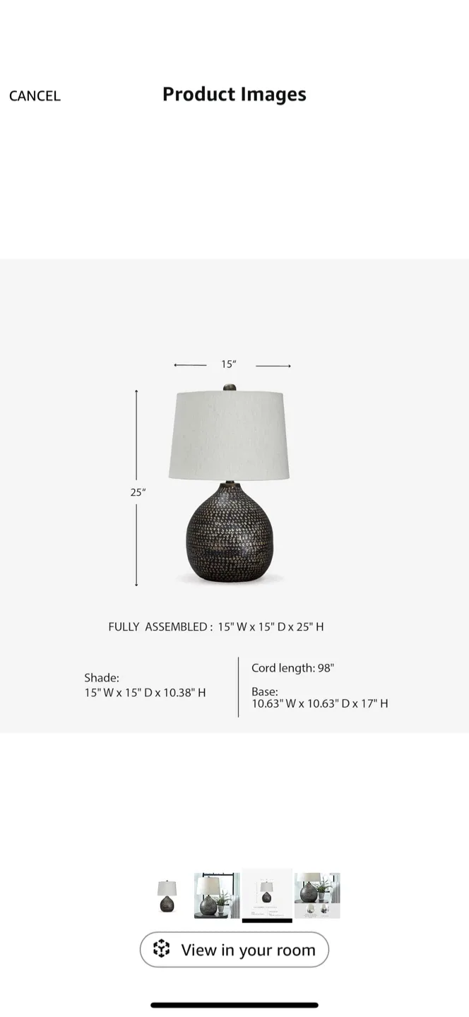 Black & Goldtone Metal Table Lamp image indicator(3)