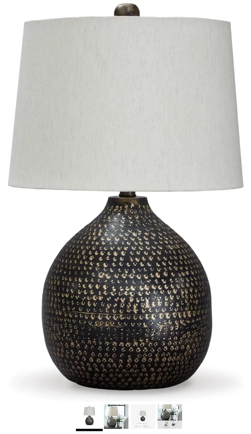 Black & Goldtone Metal Table Lamp thumbnail