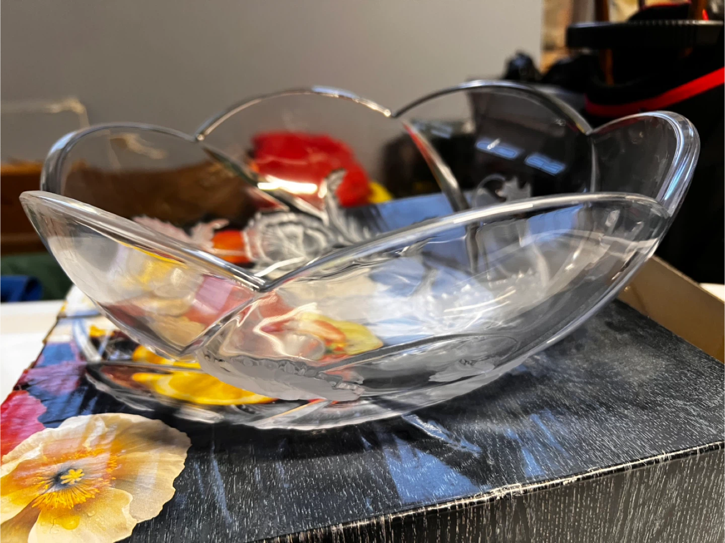 Crystal Bowl with Floral Design - photo 2