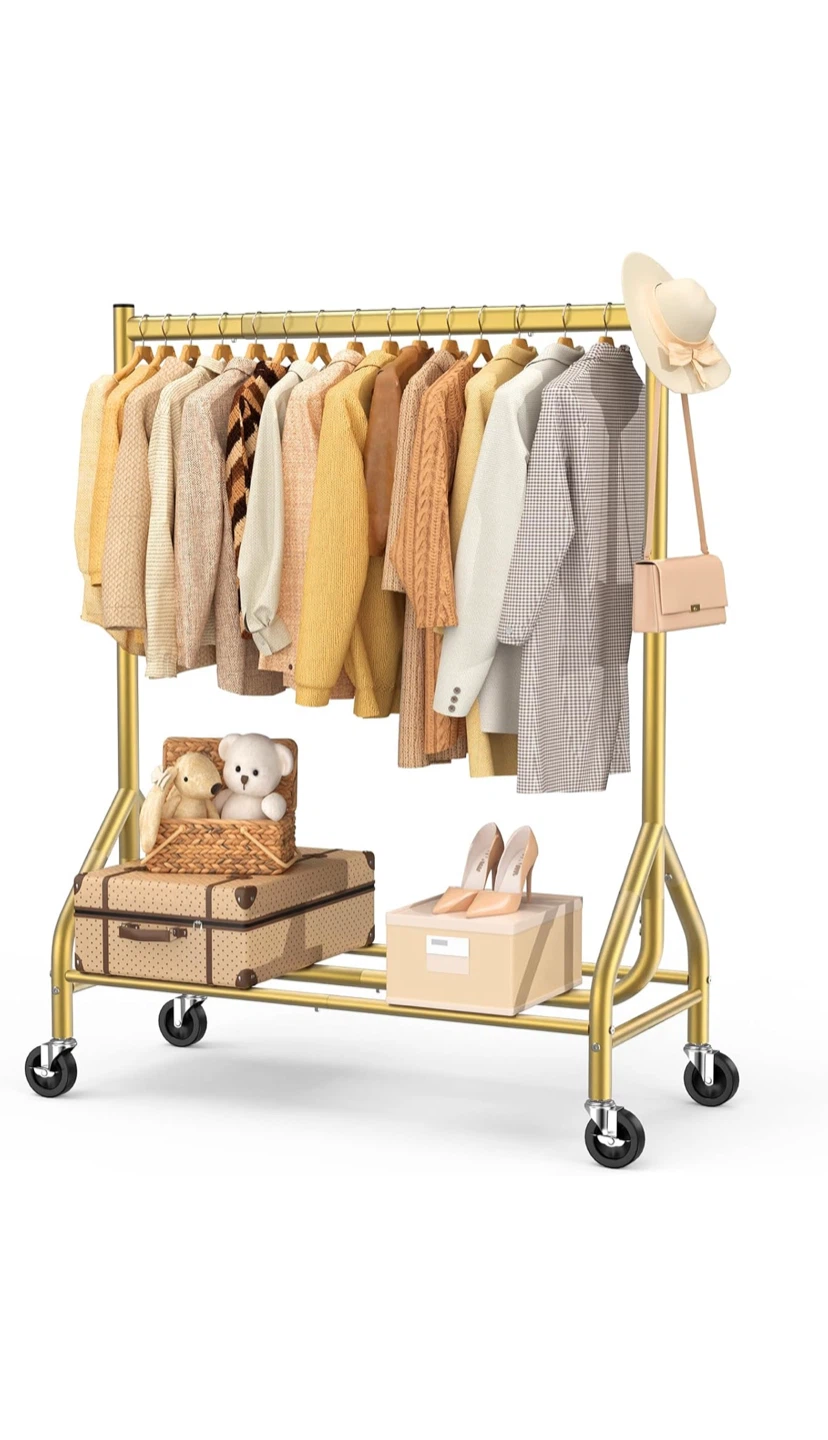 Gold Rolling Garment Rack - 63 inch Height