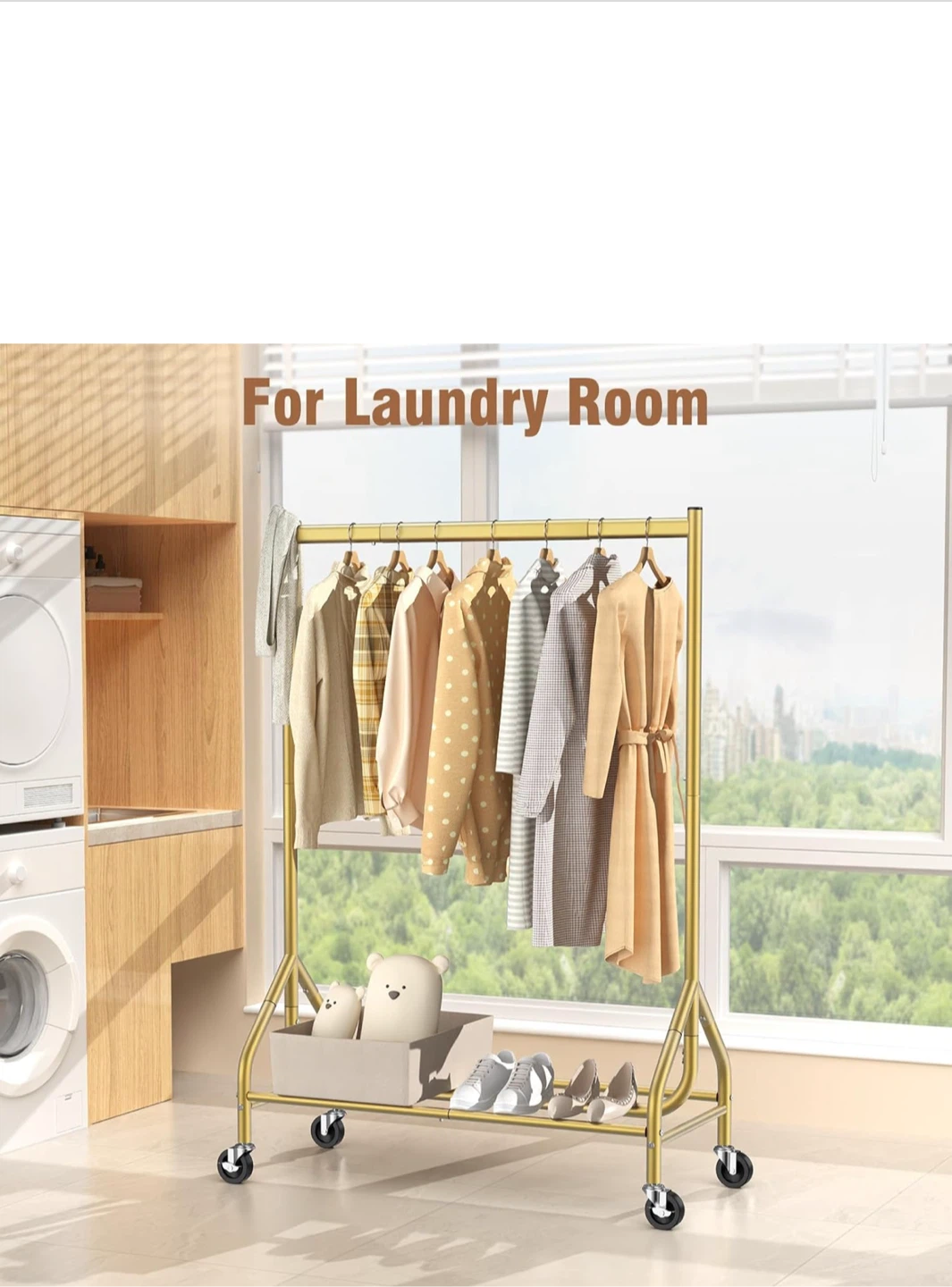 Gold Rolling Garment Rack - 63 inch Height - photo 2