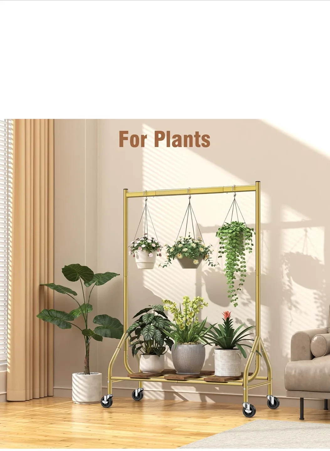 Gold Rolling Garment Rack - 63 inch Height image indicator(6)