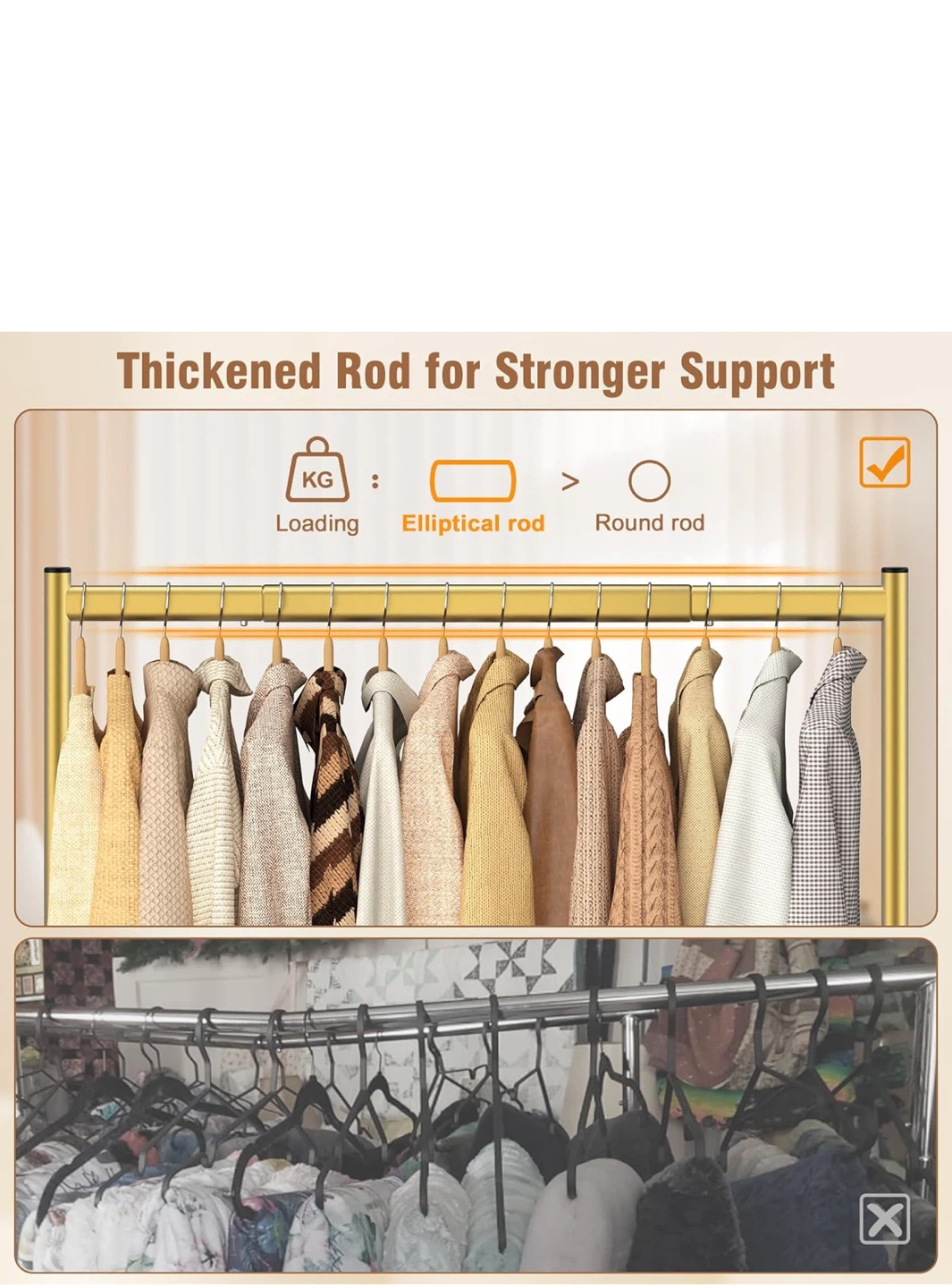Gold Rolling Garment Rack - 63 inch Height - photo 5
