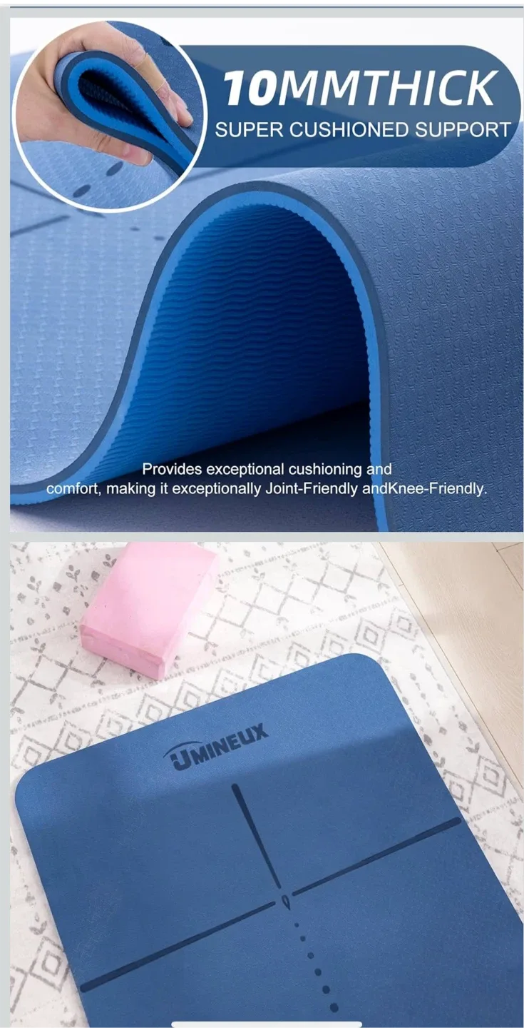 UMINEUX Yoga Mat - 10mm Thick, Blue image indicator(3)